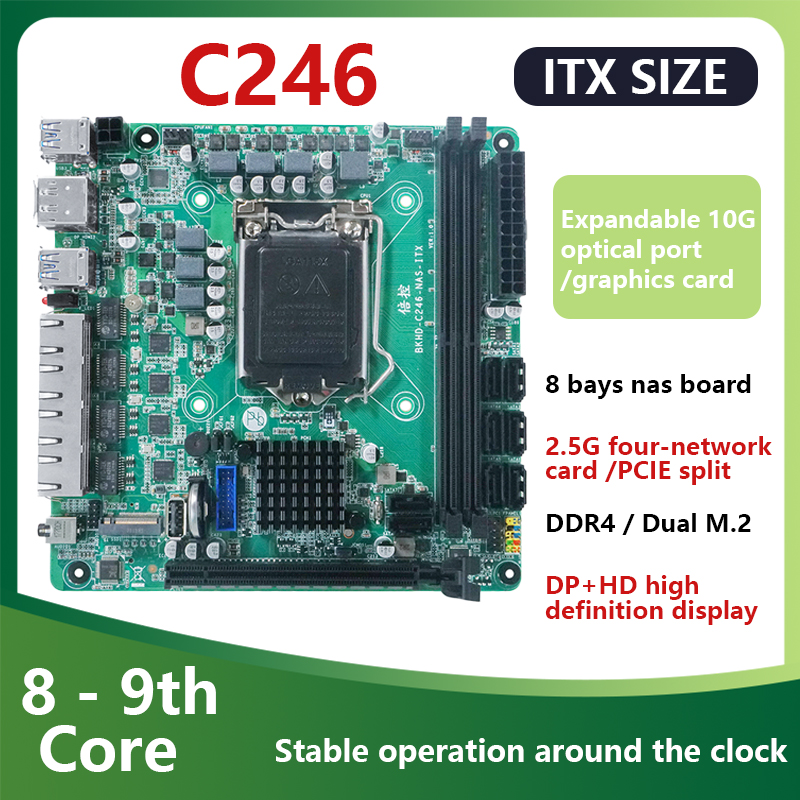 Nas Motherboard 8 Sata Mini Itx - C246 ITX NAS moederbord ondersteunt 8e/9e