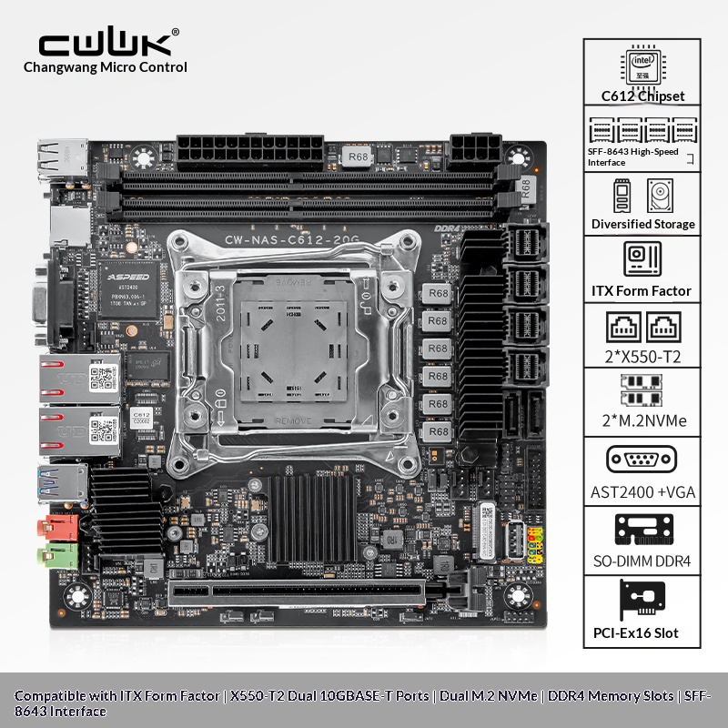 C612 LGA 2011-3 Xeon X99 moede - Nas Motherboard 8 Sata Mini Itx recensie en prijs