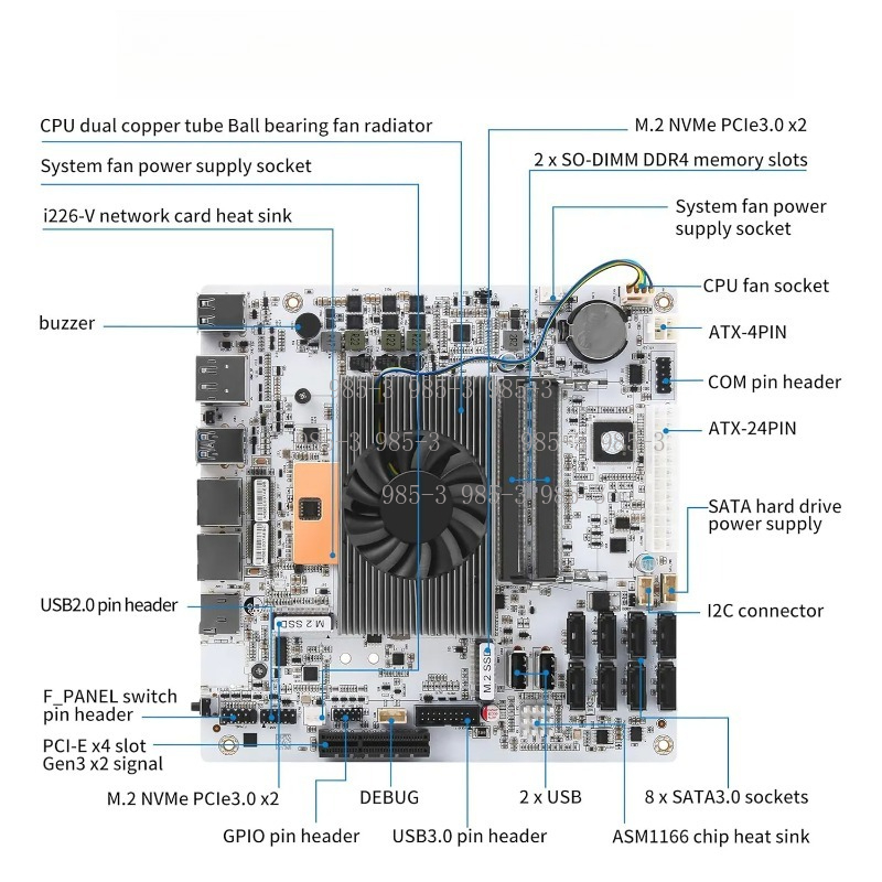 Wit Mini-ITX M11 NAS-moederbor - Nas Motherboard 8 Sata Mini Itx recensie en prijs